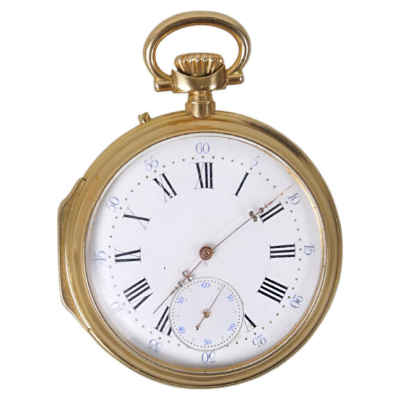French 18K yellow gold open faced pocket watch Circa 1900