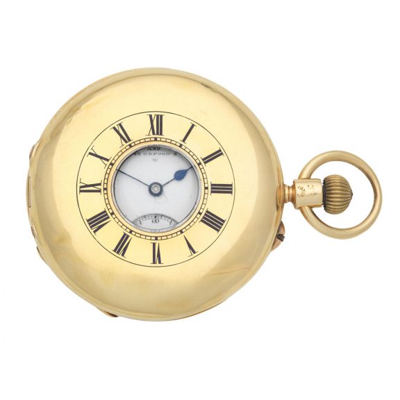 English 18K gold half hunting cased lever watch Circa 1897