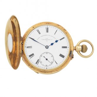 English 18K gold half hunting cased lever watch Circa 1897