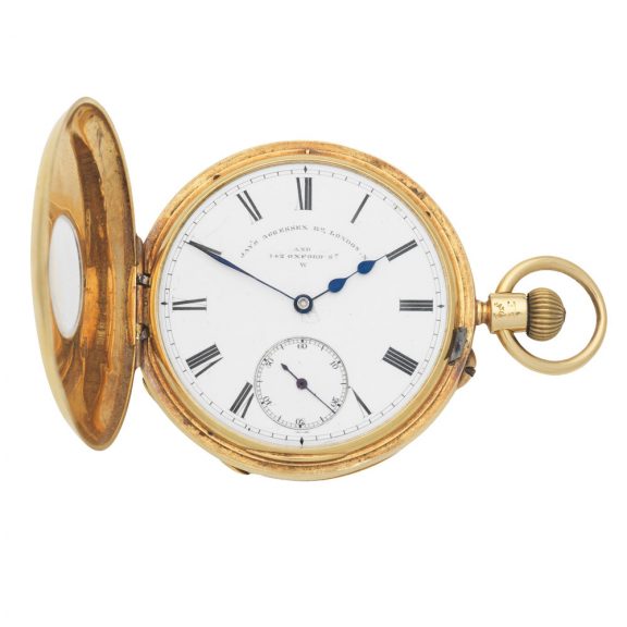 English 18K gold half hunting cased lever watch Circa 1897 English 18K gold half hunting cased lever watch Circa 1897