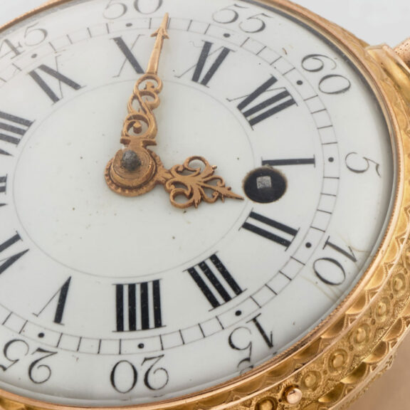 An rare French verge watch in a unusual repousse case circa 1770 An rare French verge watch in a unusual repousse case circa 1770