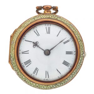 English fine shagreen pair cased gilt verge watch Circa 1790