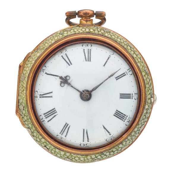 English fine shagreen pair cased gilt verge watch Circa 1790