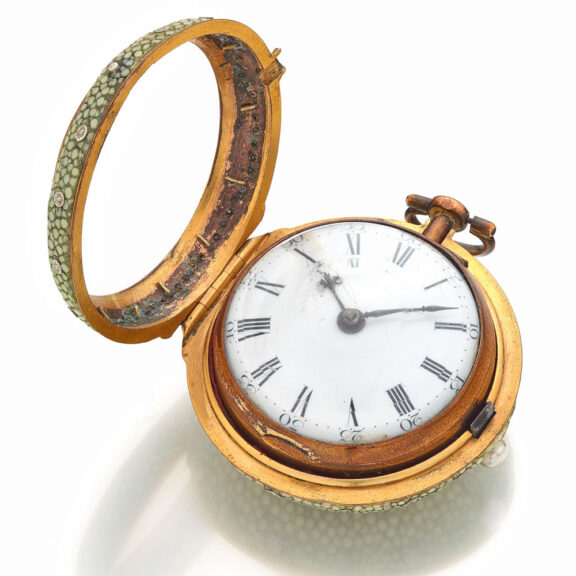 English fine shagreen pair cased gilt verge watch Circa 1790 English fine shagreen pair cased gilt verge watch Circa 1790