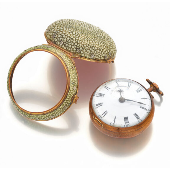 English fine shagreen pair cased gilt verge watch Circa 1790 English fine shagreen pair cased gilt verge watch Circa 1790