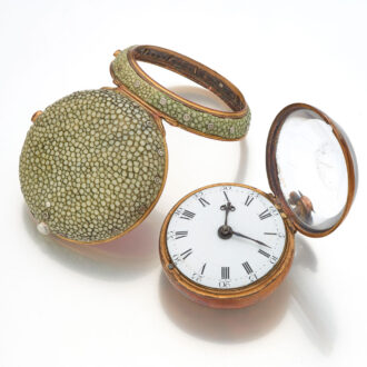 English fine shagreen pair cased gilt verge watch Circa 1790