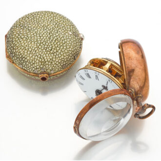 English fine shagreen pair cased gilt verge watch Circa 1790