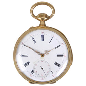 French 18K yellow gold open faced pocket watch Circa 1900