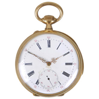 French 18K yellow gold open faced pocket watch Circa 1900