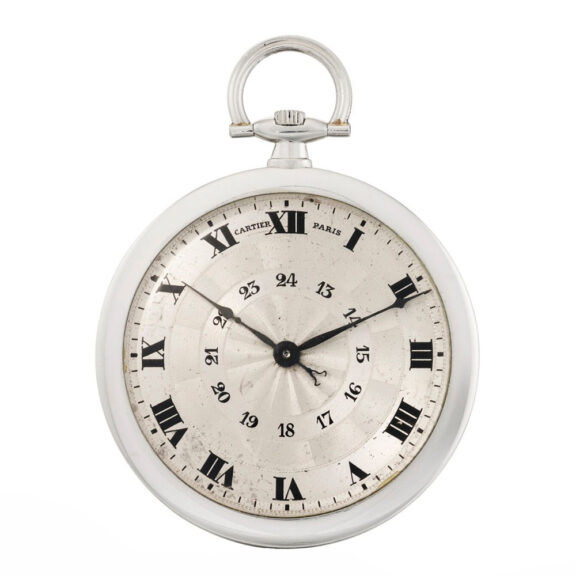 French white gold open faced keyless watch Circa 1940