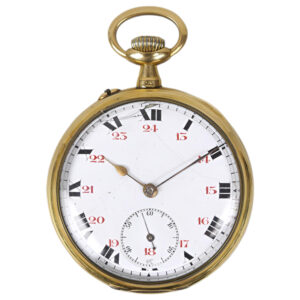 French 18K yellow gold open faced pocket watch Circa 1900