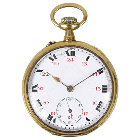 French 18K yellow gold open faced pocket watch Circa 1900