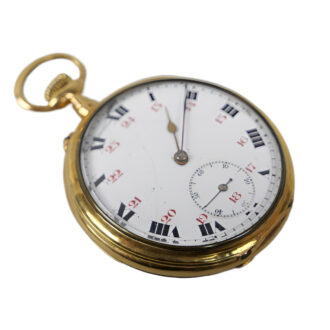 French 18K yellow gold open faced pocket watch Circa 1900