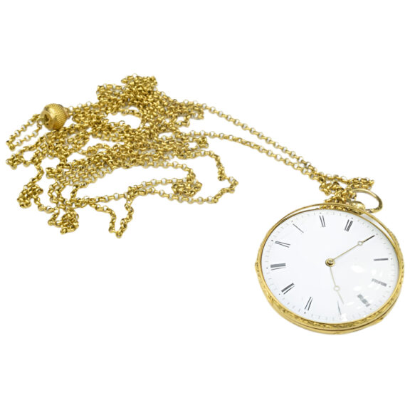 French 18K yellow gold pocket watch with chain Circa 1870 French 18K yellow gold pocket watch with chain Circa 1870