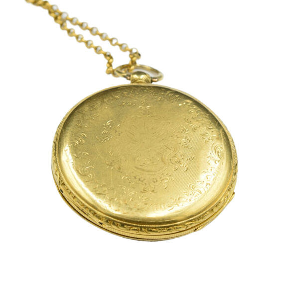 French 18K yellow gold pocket watch with chain Circa 1870 French 18K yellow gold pocket watch with chain Circa 1870