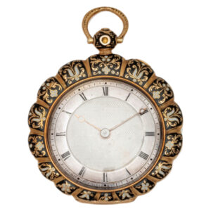 French 18K gold and champlevé enamel dress watch Circa 1830
