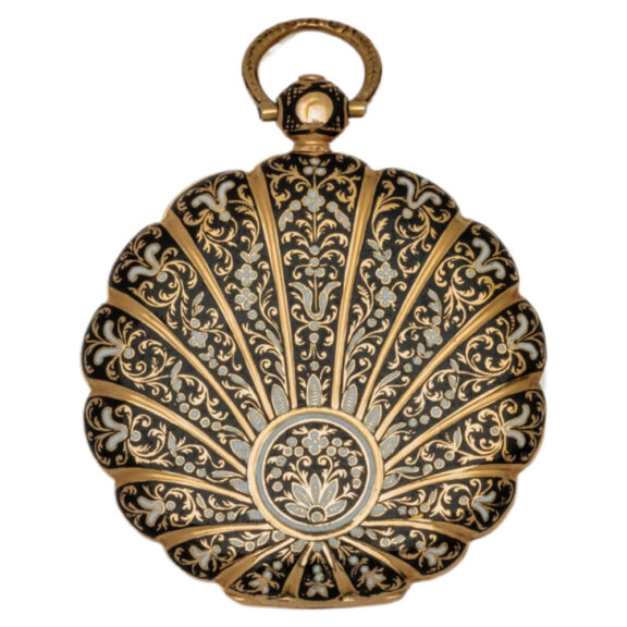 French 18K gold and champlevé enamel dress watch Circa 1830 French 18K gold and champlevé enamel dress watch Circa 1830