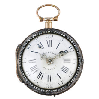 Swiss gold open faced diamond set pocket watch Circa 1780