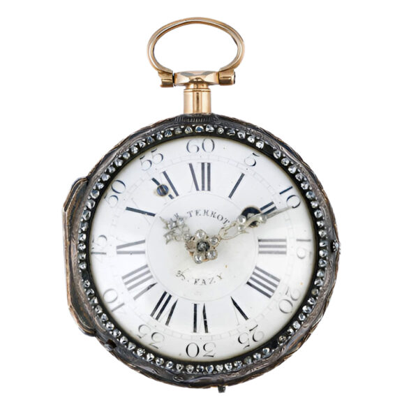 Swiss gold open faced diamond set pocket watch Circa 1780