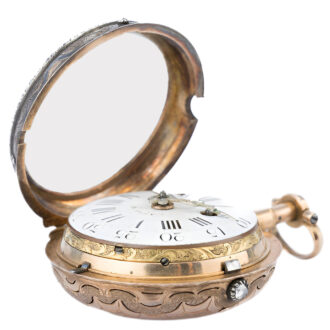 Swiss gold open faced diamond set pocket watch Circa 1780
