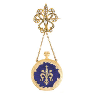 legant 18 carat gold enamel Swiss lady’s keyless pendant watch, made Circa 1900