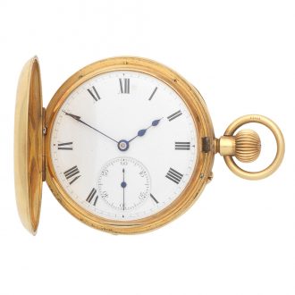 Fine English 18 carat gold half hunter lever watch Circa 1905