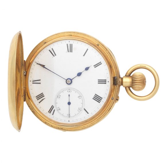 Fine English 18 carat gold half hunter lever watch Circa 1905 Fine English 18 carat gold half hunter lever watch Circa 1905