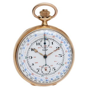 Swiss gold chronograph watch with tachymeter scale Circa 1910