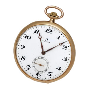 Swiss 18K yellow gold open faced pocket watch Circa 1920