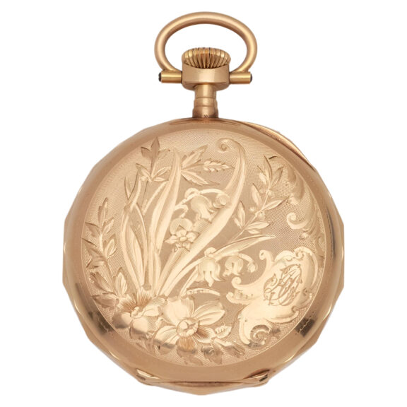 Swiss 18K yellow gold open faced pocket watch Circa 1905