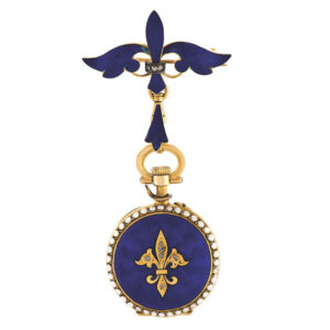 Fine and elegant 18 carat gold enamel Swiss lady’s keyless pendant watch Circa 1900