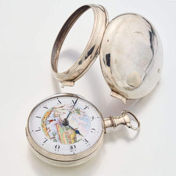 English silver verge with owners name on the dial Circa 1813 English silver verge with owners name on the dial Circa 1813