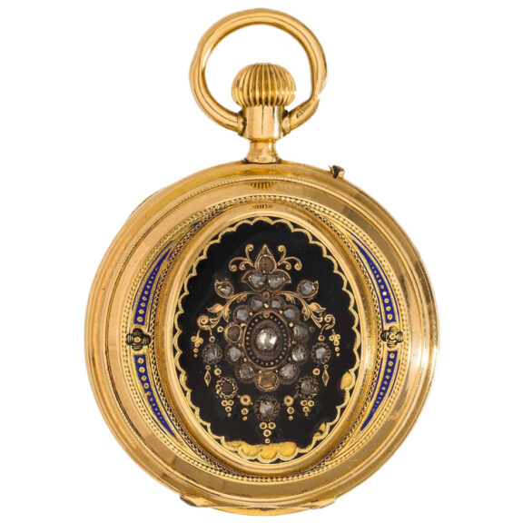 Swiss gold ladies' pocket watch with medallions Circa 1900