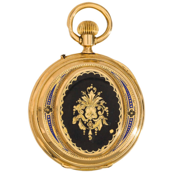 Swiss gold ladies' pocket watch with medallions Circa 1900 Swiss gold ladies' pocket watch with medallions Circa 1900
