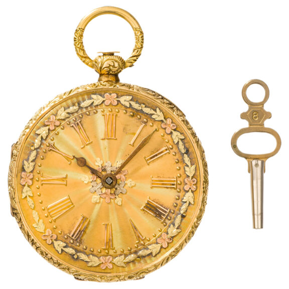 Swiss multi tone gold open faced pocket watch Circa 1800