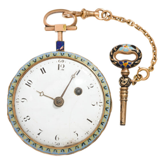 Austrian gold watch with polychrome enamel scene Circa 1790 Austrian gold watch with polychrome enamel scene Circa 1790