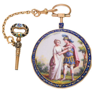 Austrian gold watch with polychrome enamel scene Circa 1790