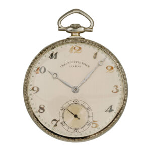 Swiss 18K white gold open faced pocket watch Circa 1920