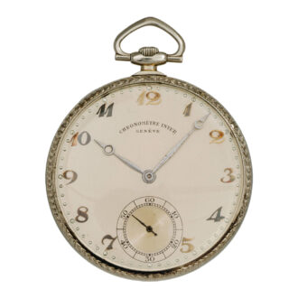 Swiss 18K white gold open faced pocket watch Circa 1920