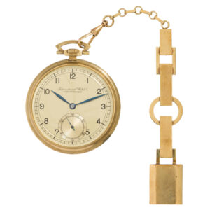 Swiss 14K gold open faced pocket watch with chatelaine Circa 1920