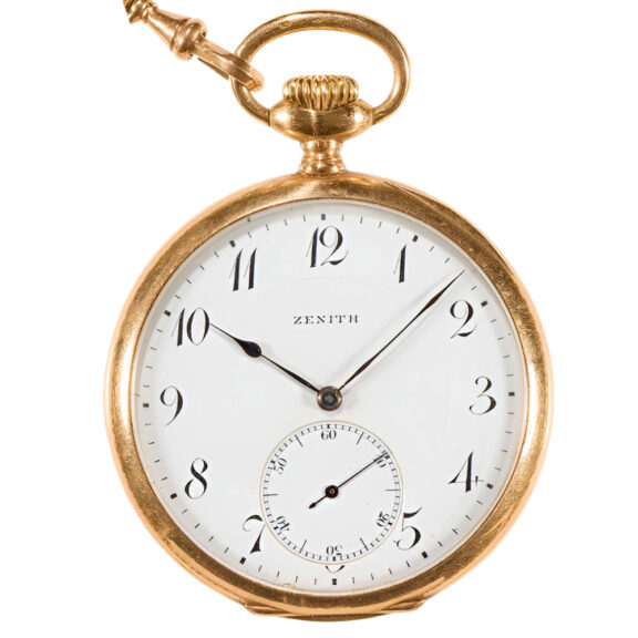 Swiss 14K gold open faced pocket watch with chain Circa 1910 Swiss 14K gold open faced pocket watch with chain Circa 1910