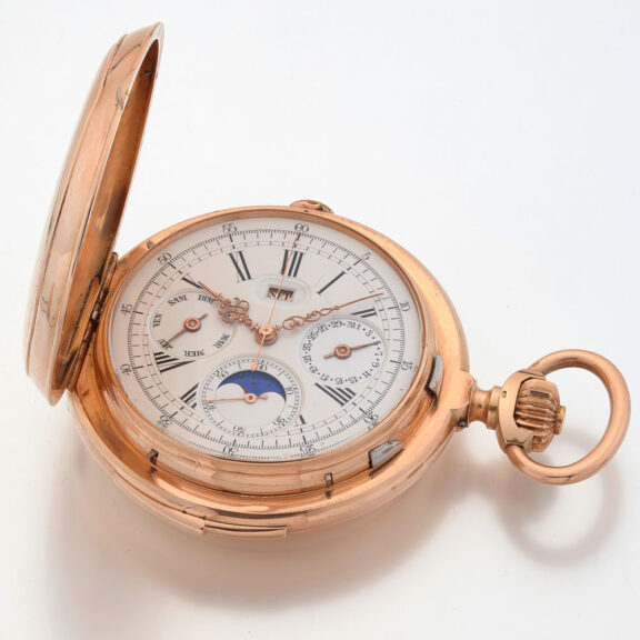 Swiss gold quarter repeating chronograph watch Circa 1890 Swiss gold quarter repeating chronograph watch Circa 1890