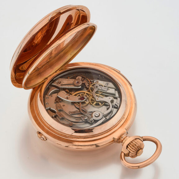 Swiss gold quarter repeating chronograph watch Circa 1890 Swiss gold quarter repeating chronograph watch Circa 1890