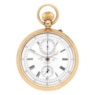 English 18 carat gold chronograph pocket watch Circa 1893