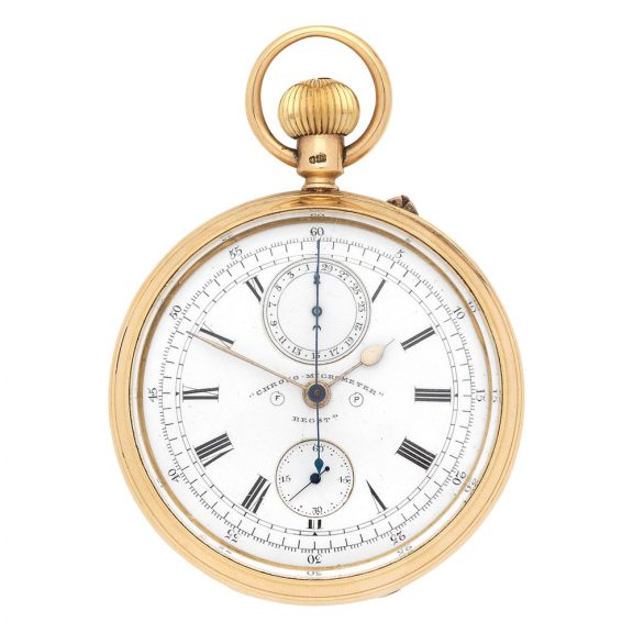 English 18 carat gold chronograph pocket watch Circa 1893
