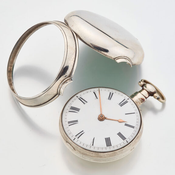 English rack lever watch in silver pair cases Circa 1809 English rack lever watch in silver pair cases Circa 1809