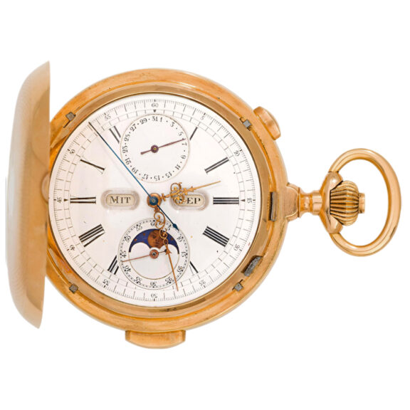 Swiss gold full hunter repeating chronograph watch Circa 1890 Swiss gold full hunter repeating chronograph watch Circa 1890