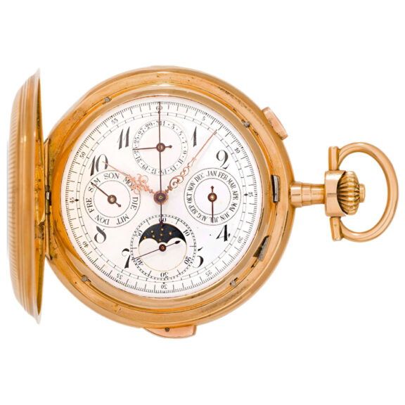 Swiss gold full hunter repeating chronograph watch Circa 1875