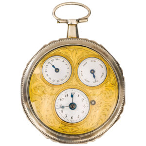 Swiss silver open faced verge calendar watch Circa 1800