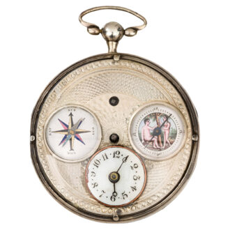 French silver pocket watch with compass Circa 1800